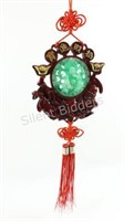 32” Chinese Red Resin Wall Hanging Jade Color Buda