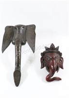 Vtg Hand Carved Elephant Masks