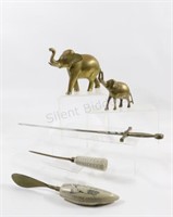 Brass Elephants, Sword, Scrimshaw Whale's Tooth