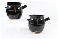 Asian Clay Cookers or Medicine Pots - Side Handle