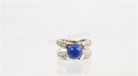 Ladies Sterling Royal Blue Sapphire in Double Band