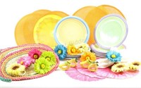 Patio Ceramic Plates, Placemats, Napkin Rings