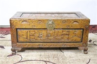 Antique Chinese Hand Carved Camphor Trunk / Chest