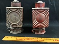 Pair of tin finger lamps