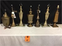 Lot of 7 Gold Brushed Table Lamps