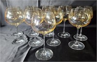 10 Long Stem Wine Glasses Gold Tinted