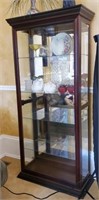 Lighted Wooden Bevel Glass Curio Cabinet