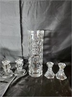 Crystal Vase & Candle Holders