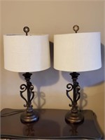 Matching Metal With Cloth Shade Lamps