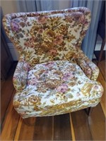 Large Floral Upholstered Sitting Chair