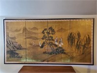 Hand Painted Oriental Framed Mural