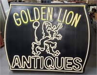 "Golden Lion" Antiques Store Street Sign 55"
