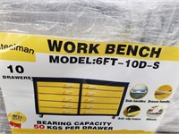 New/ Unused 6' Work Bench W/ 10 Drawers (Yellow)