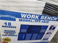 New/ Unused 7' Work Bench W/ 18 Drawers (blue)