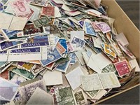 Simpson Box of Worldwide Stamps off paper
