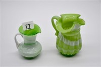 2pcs Green & White Art Glass