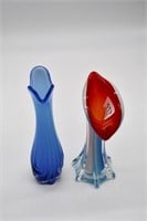 2 Art Glass Bud Vases (1 is Tulip Vase)