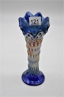 Cobalt Blue Carnival Glass Bud Vase