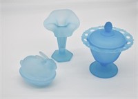 3pcs of Satin Glass Tulip Vase, Rabit on Nest &