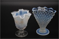 2pcs of Fenton Opalescent Handkerchief Vase &