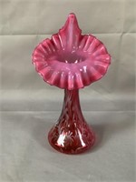 Victorian Daisy & Fern Cranberry Vase