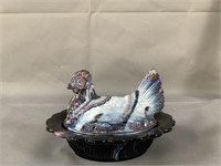 Mosser Carnival Slag Glass Hen on a Nest