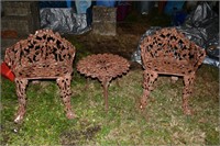 Cast Iron Table & 2 Chairs