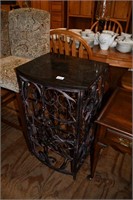 Wrought Iron Marble Top Wine Rack