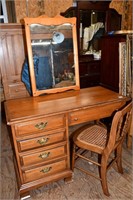Maple Desk w/Chair & Mirror