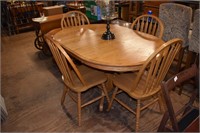 Oak Table & 4 Chairs and Candle Holder