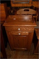 Solid Oak Trashcan Cabinet w/Drawer