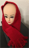 Red crocheted scarf