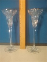 Pair of Mikasa crystal candlesticks 9 inches tall