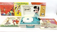 MICKEY MOUSE PORTABLE TURNTABLE + DISNEY ALBUMS