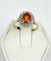 18K GOLD MEXICAN FIRE OPAL AND DIAMOND RING