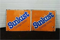 2 Sunkist orange soda steel advertising signs