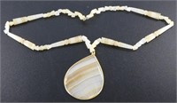 Vintage Handmade Stone Pendant Necklace