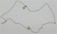 Vintage Sterling Silver Chain Necklace w/ Pearl