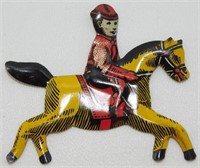 Vintage Cracker Jack Tin Litho Horse Rider Cowboy