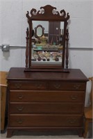 (M) Wooden Dresser w/ Mirror Attachment