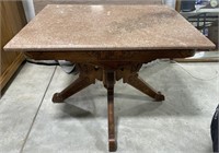 (L) Four Leg Wooden End Table w/ Granite Top
