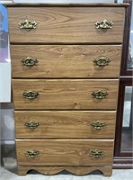 (L) Wooden 5 Drawer Dresser (16”long x 30”wide x