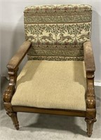 (J) Modern Upholstered Wooden Armchair w/