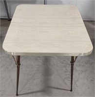 (O) Wooden/Metal Table. 48" L. × 35.75" × 29.25"