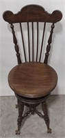 (O) Vintage Wooden Spinning Chair. 37 1/4" H.