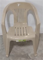(J) Plastic Low Back Chair. 23" L. × 30.5" H.