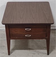 (O) Vintage Wooden End Table. 23.75" L. × 23.75"