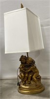 (A) Plaster Bronze Colored Lamp of Children