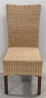 (O) Wicker Chair w/ Wooden Legs. 18.5" L. × 19"