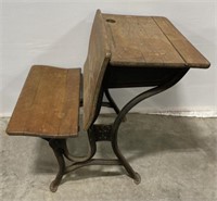 (O) Metal and Wooden Vintage Children’s Desk
